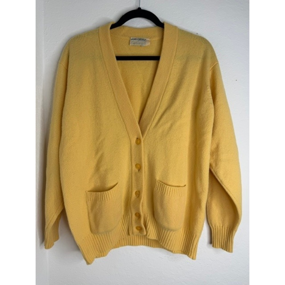 James Pringle Scottish Fashions Yellow Pure Lambswool Cardigan Sweater Scotland